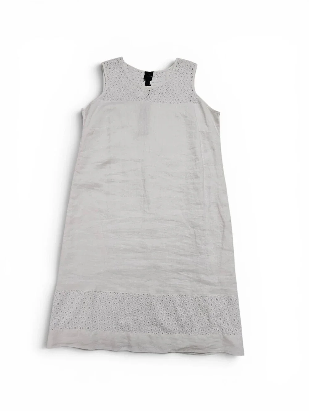 Blu No. 9 White Linen Shift Dress With White Eyelet Accents In Size XS NWT